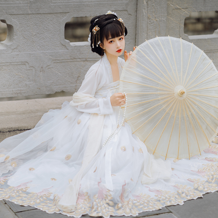 孔灵汉服女夏季仙气中国风飘逸古风学生刺绣齐...