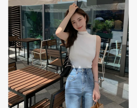 张大奕2022夏季新款美式修身背心女外穿设...