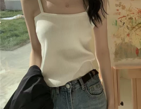 白色吊带背心女夏季薄款无胸垫外穿抹胸内搭美...