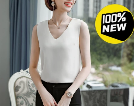 雪纺衫背心女2022夏季职业西装内搭美背圆...