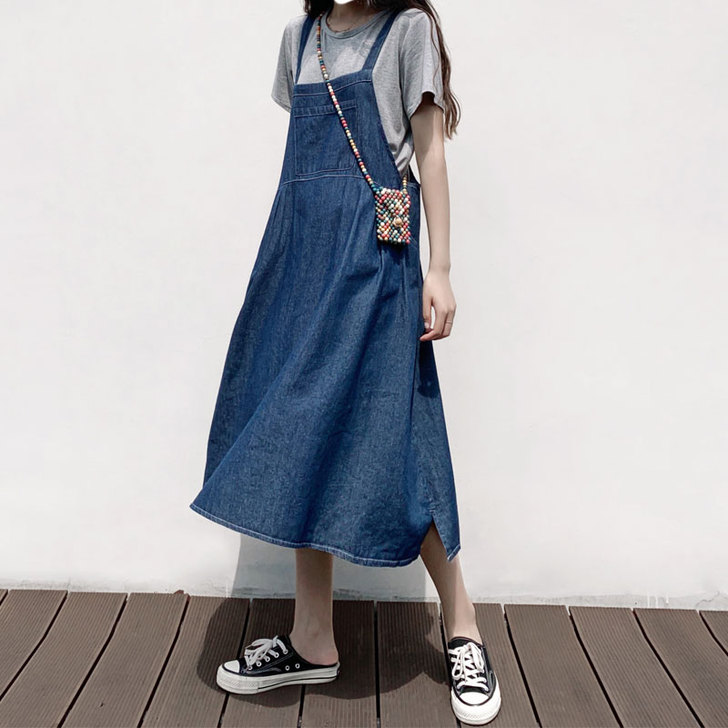 牛仔背带裙女宽松显瘦减龄洋气2019夏季流...