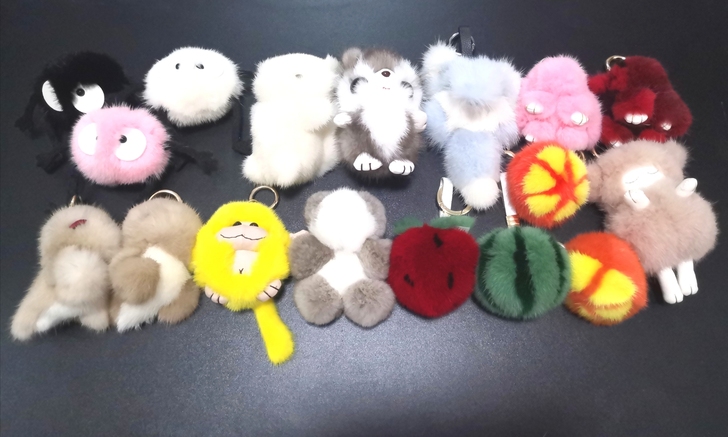 克洛娃貂毛挂件水貂毛兔子恐龙水果狐狸龙猫黑...