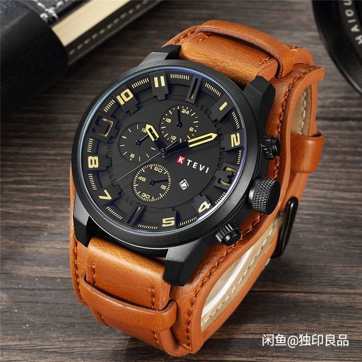 男士大表盘嘻哈皮带表大学生潮男时尚潮流休闲...