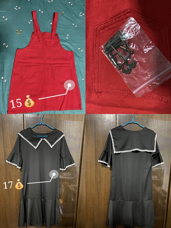 红色背带裙 100斤左右去穿 有背带扣