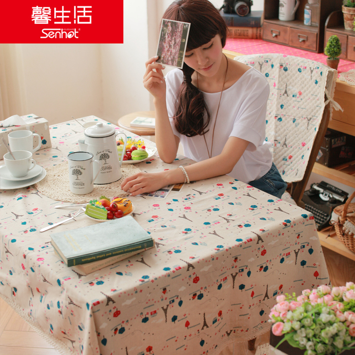 简约时尚棉麻电脑茶几桌布 布艺 田园欧式蕾...