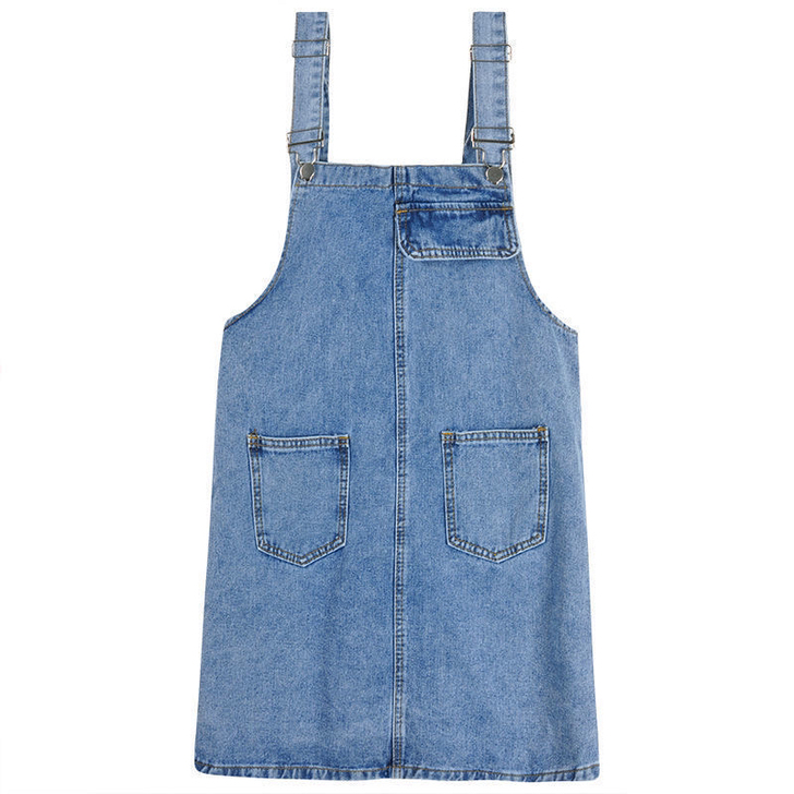 韩版显瘦牛仔背带裙女宽松减龄百搭吊带a字裙