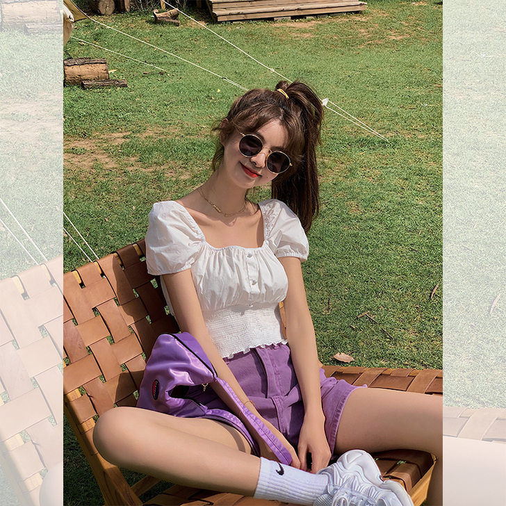 范智乔 约会上班都可的香香法式方领四色上衣