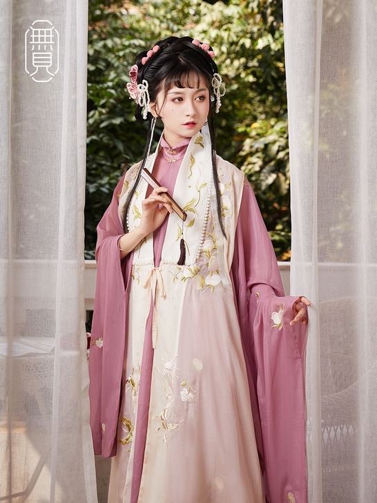 无见汉服女 蜜桃少女 原创明制竖领琵琶袖大...