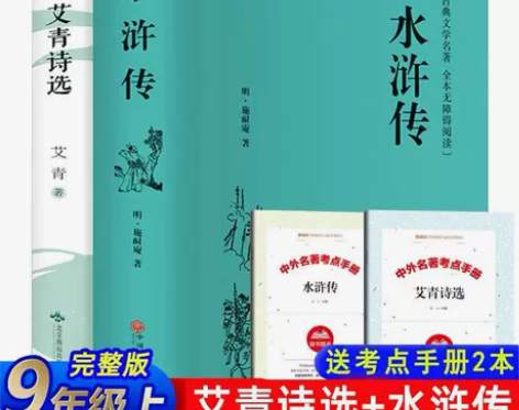2册九年级推荐阅读水浒传艾青诗选原著正版初...