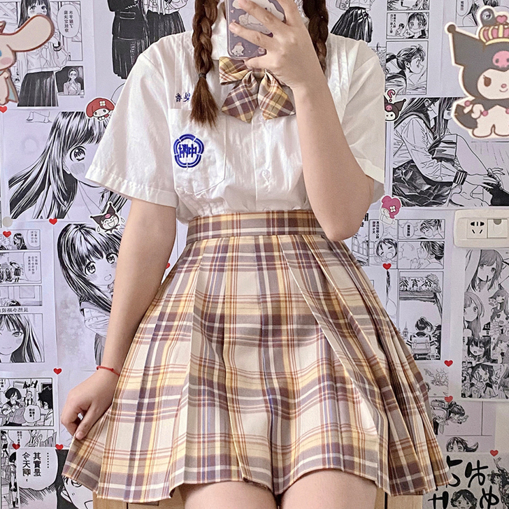 日系校服山の吹JK正版制服格裙女夏季原创学...