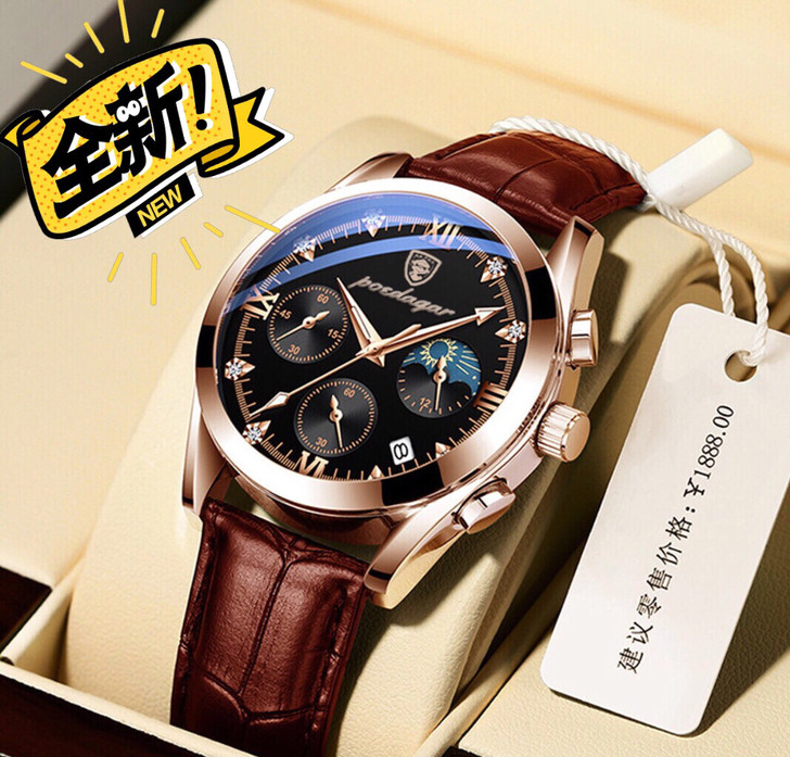 【全新包邮】瑞士名牌全自动机械手表男防水夜...