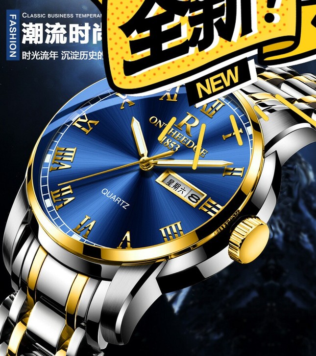 瑞之缘爆款精钢壳钢带钢表男士正品石英表三针...