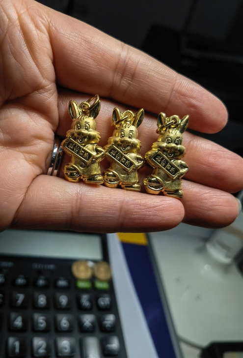 银制镀金兔子挂件