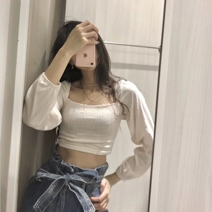 中了纯元的毒 法式方领宫廷风上衣衬衫长袖短...