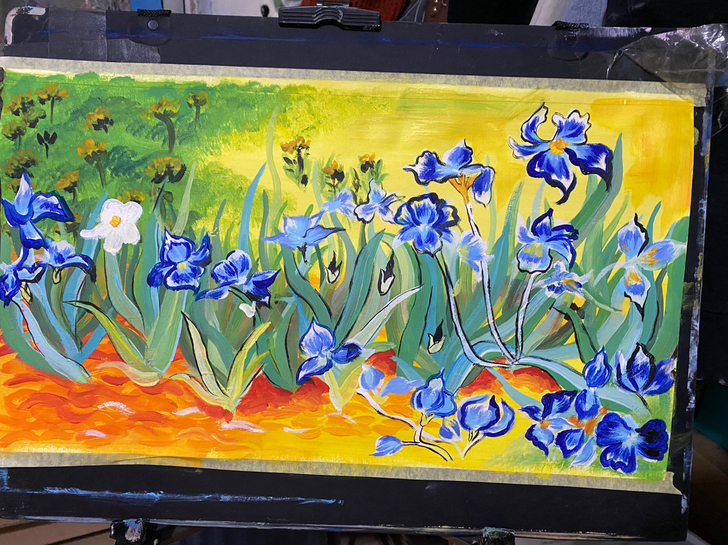 梵高的《鸢尾花》纯手工绘画，今日作品，有需...