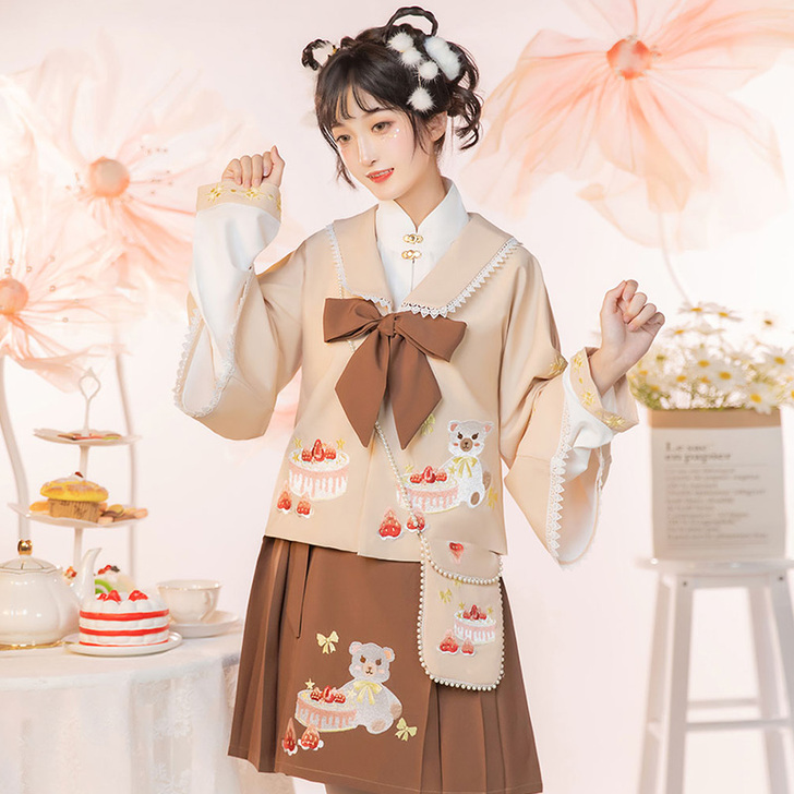 柒邑原创汉服女明制改良汉元素【草莓熊】半臂...