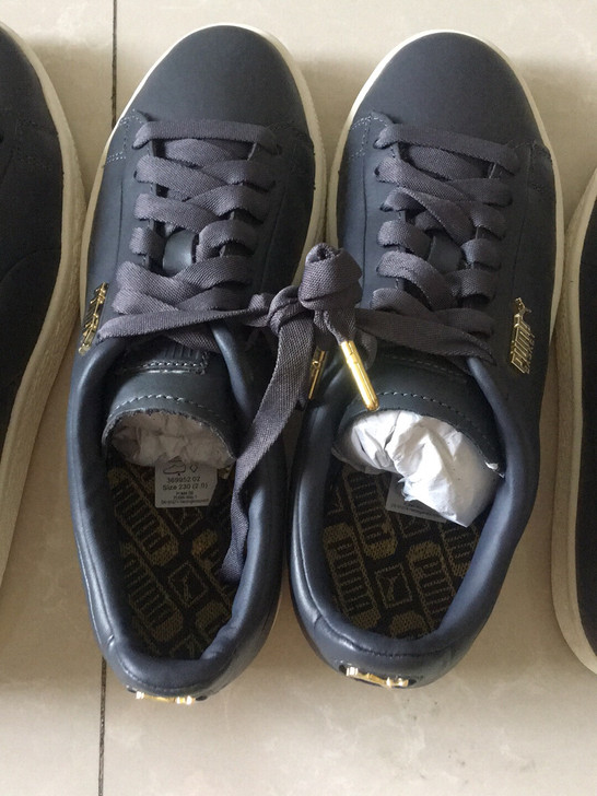 puma彪马女士复古休闲板鞋灰黑色皮面 员...