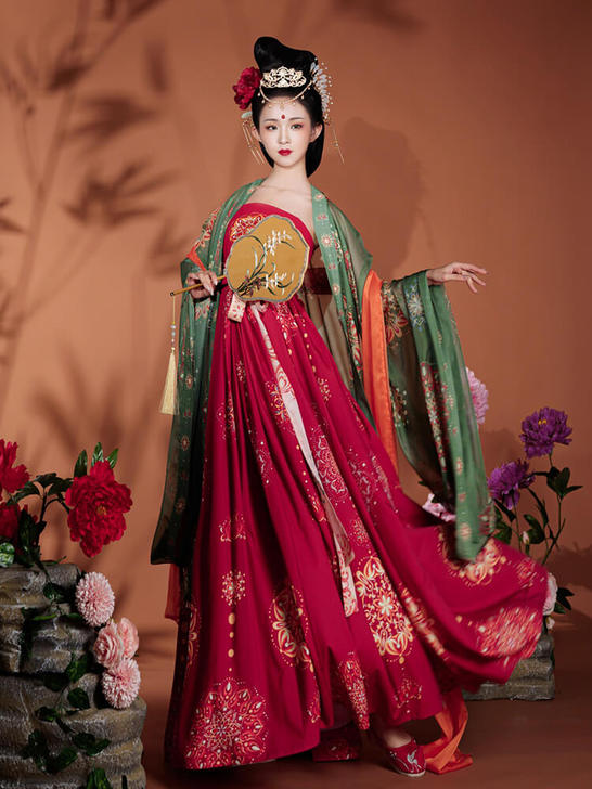 汉服女中国风原创古装唐制诃子裙全套飘逸古风...