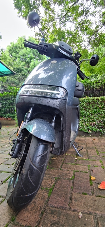 九号E200P ONE。深灰色，带小白牌与...