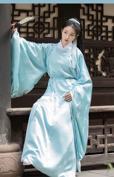 柒邑祥云鹤原创汉服女中国风明制圆领袍大袖传...