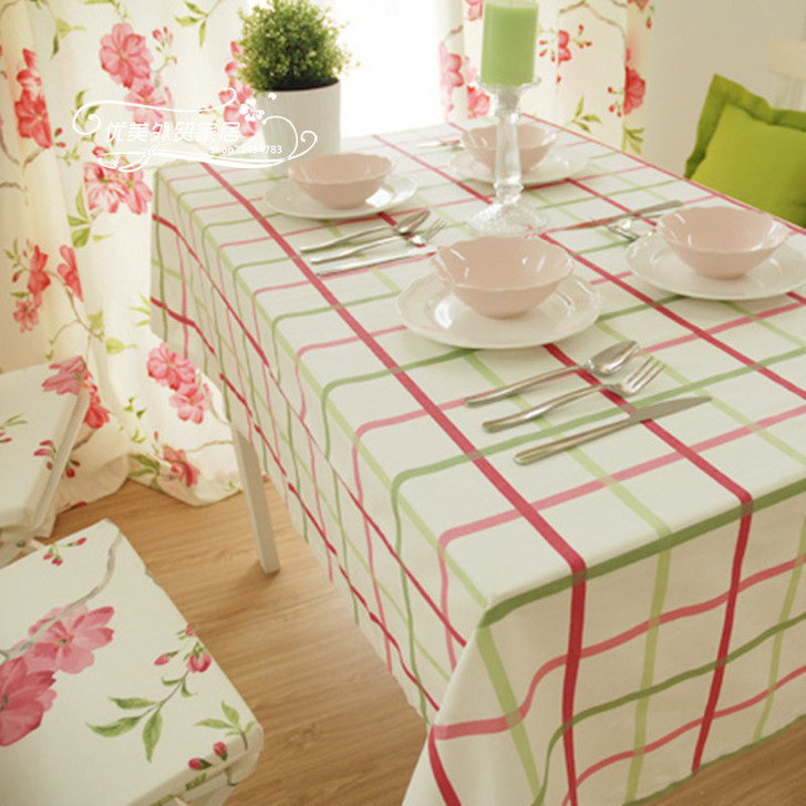 纯棉格子布帆布桌布布艺餐桌布桌布茶几桌布酒...