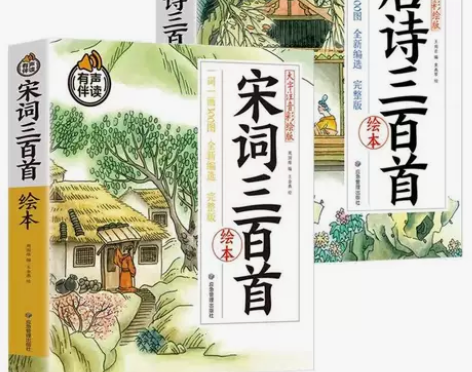 唐诗三百首+宋词300首完整版绘本彩图大字...