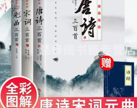 全套3册全彩唐诗宋词元曲三百首正版鉴赏全集...