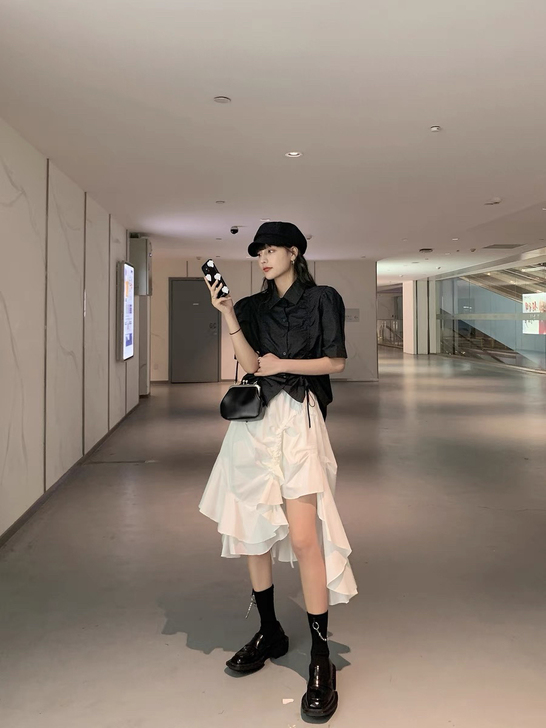 ddgirl  缺口荷叶裙/小心机设计感不...