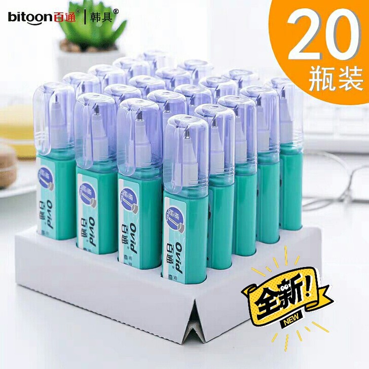 百通5054欧文款办公修正液环保无毒涂改液...