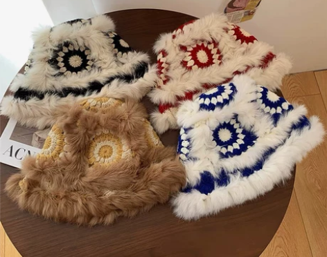 全新包邮兔毛针织毛绒帽秋冬虎头醒狮帽渔夫帽...