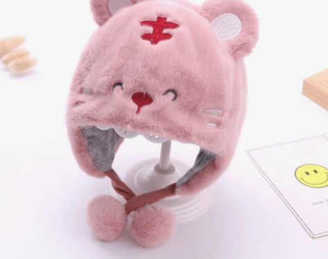 宝宝帽子可爱超萌冬季毛绒帽加厚保暖护耳婴儿...