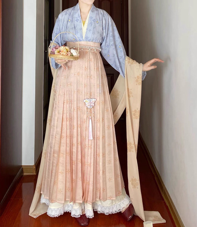 浣九溪原创正品汉服宋制三件套百迭裙飞机袖日...