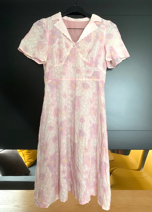 粉色色碎花连衣裙女夏季新款气质法式短袖女裙...