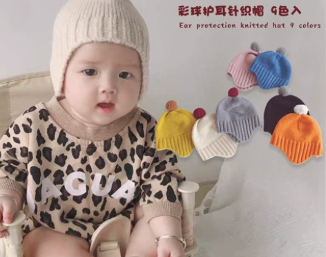 宝宝帽子冬季韩版可爱兔子加绒保暖护耳帽婴幼...