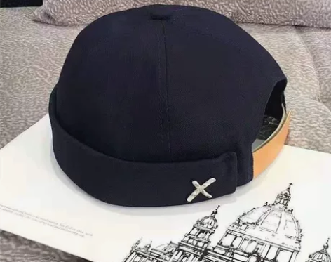 帽子男日系复古贴布瓜皮帽雅痞圆顶地主帽潮夏...