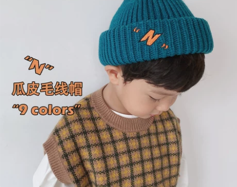 韩版男童女童刺绣毛线帽宝宝冬季保暖针织帽儿...