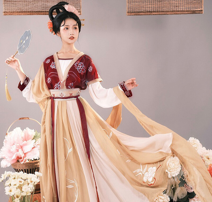 耀春醉芙蓉原创唐制汉服女中国风唐背子对襟衫...