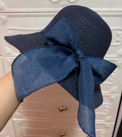 渔夫帽优雅蝴蝶结大飘带可折叠出游帽日常太阳...