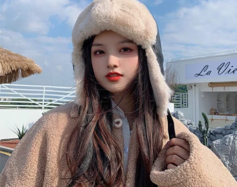 艾佳微 帽子帽子女秋冬pu皮雷锋帽骑行显脸...