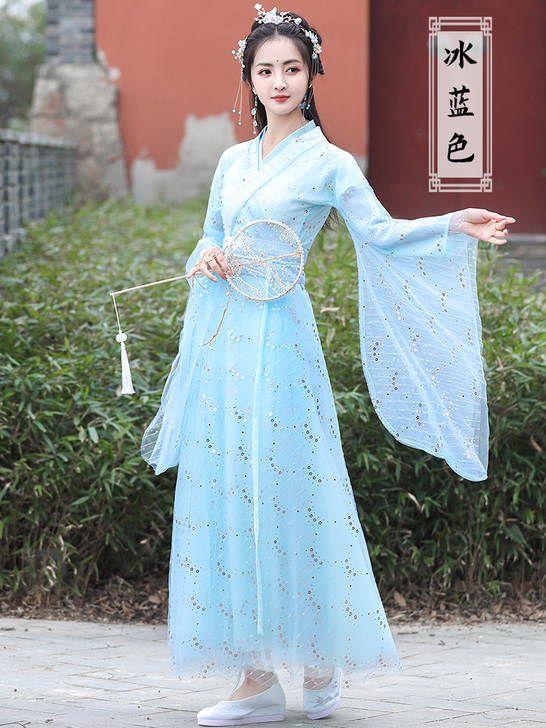 汉服女正品原创春秋广袖流仙裙中国风改良版连...