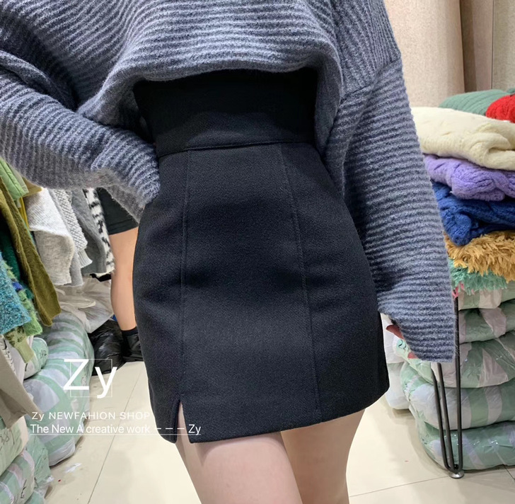 Zy 秋冬季包臀裙女半身裙秋冬显瘦高腰开叉...