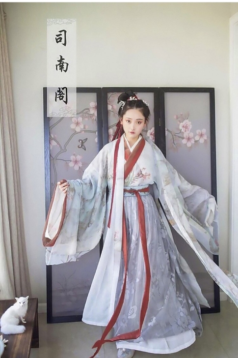 银狐魏晋风女汉服古装传统交领广袖中国风大袖...