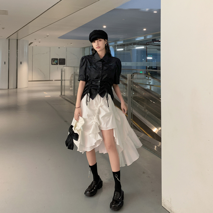 ddgirl 缺口荷叶裙/小心机设计感不...