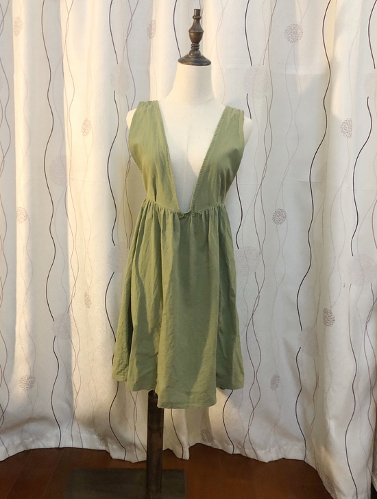 包邮外贸纯棉麻背带裙连衣裙，均码