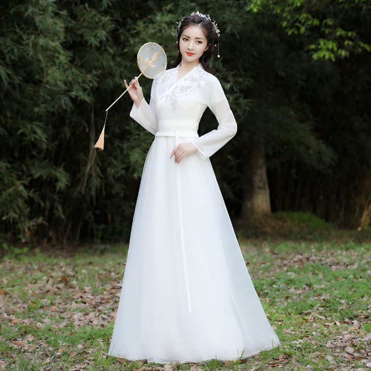 古装白色汉服女夏季超仙气原创正品中国风春秋...