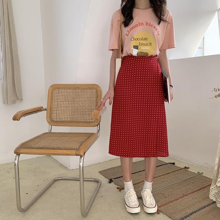 ins超火的高腰半身裙夏季中长款A字一步裙...