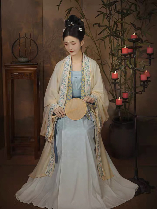 柒邑原创汉服女宋制三件套【海棠落】齐腰褶裙...