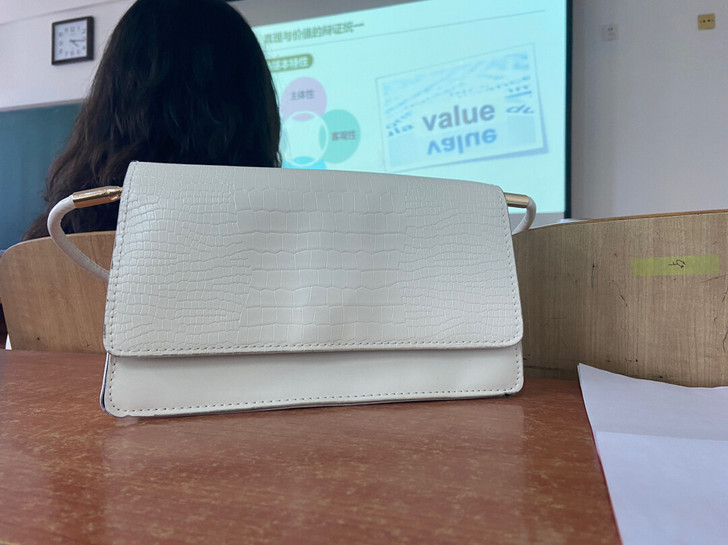 腋下欧美小包包白色鳄鱼纹