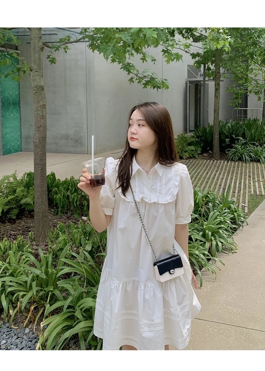 【胡楚靓 心动裙】可甜可盐娃娃条纹衬衫裙夏...