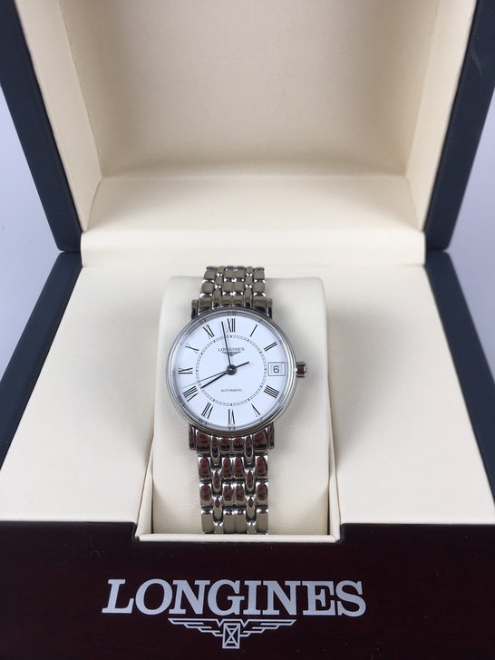 浪琴瑰丽女士自动机械表，30表径。简约的白...